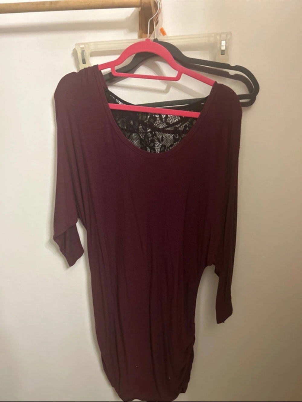 torrid Deep Burgundy Scoop Neck Tunic with Lace Back